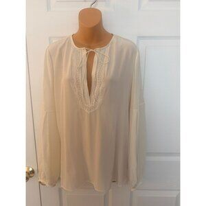 Classiques Entier Women's Ivory Silk Pheasant Blouse with Embroidery Size L